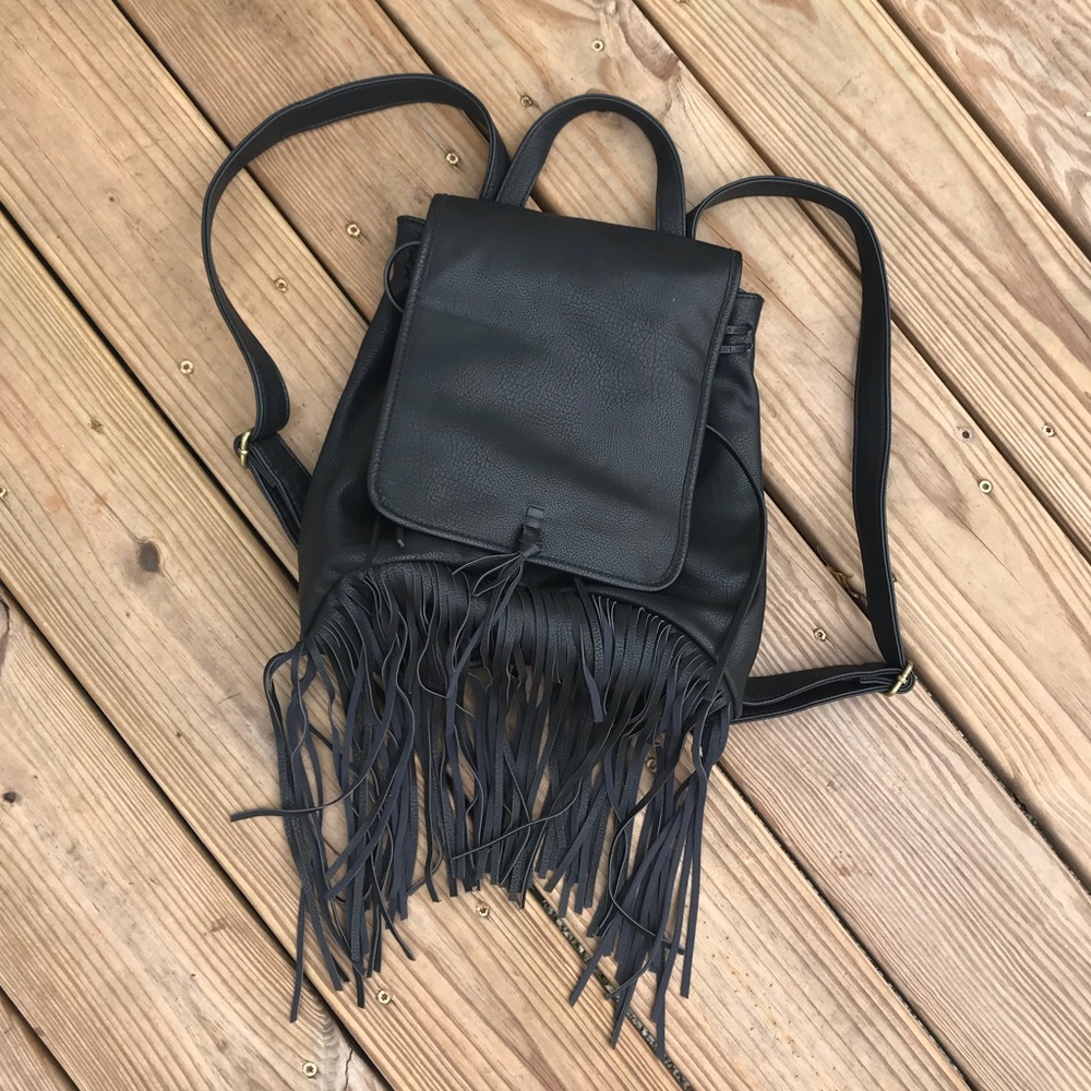 Mossimo Faux Leather Mid Size Backpack with Fringe